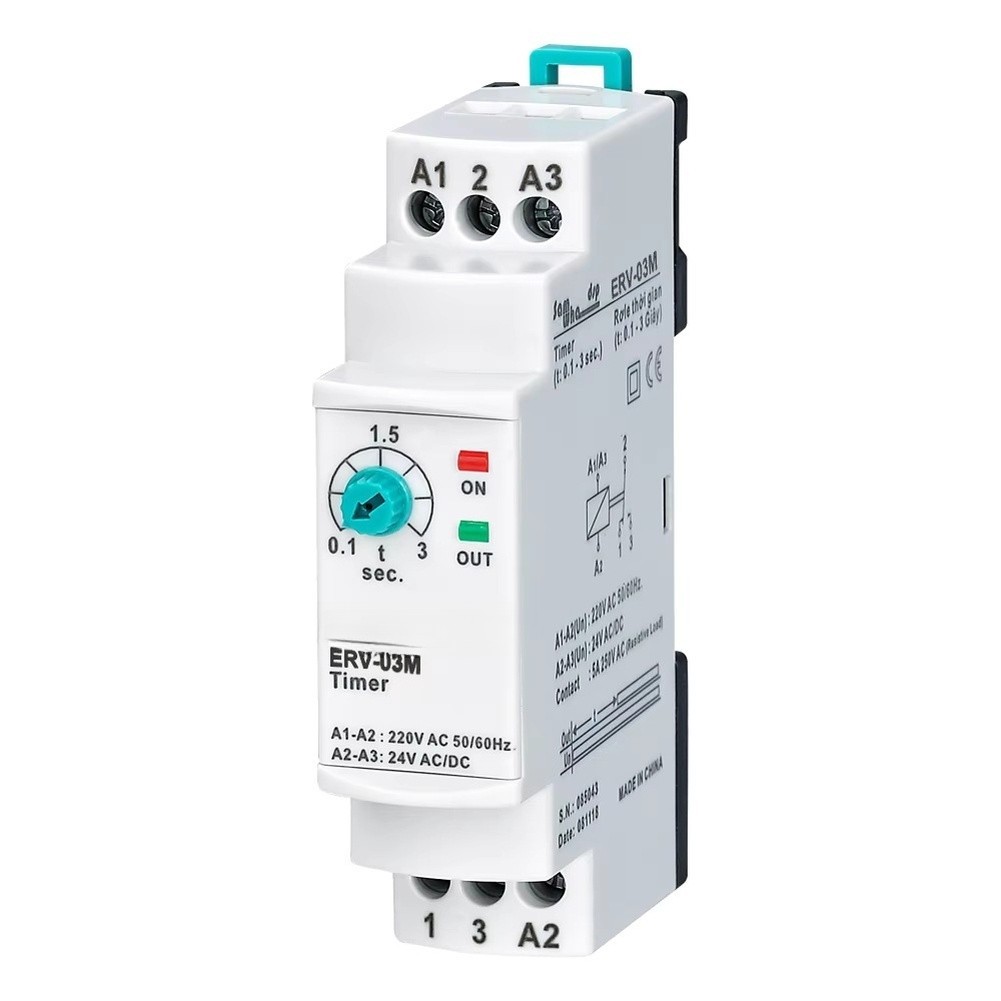 220V AC Electronic Delay for relay for DSP ERV-XXM DIN Rail Installation 0.1-3