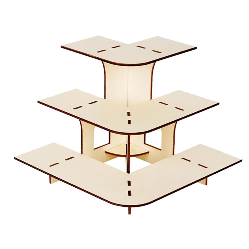 Compact 3 Tier Wooden Display Stand Fits Small Spaces and Mobile Retail Setups
