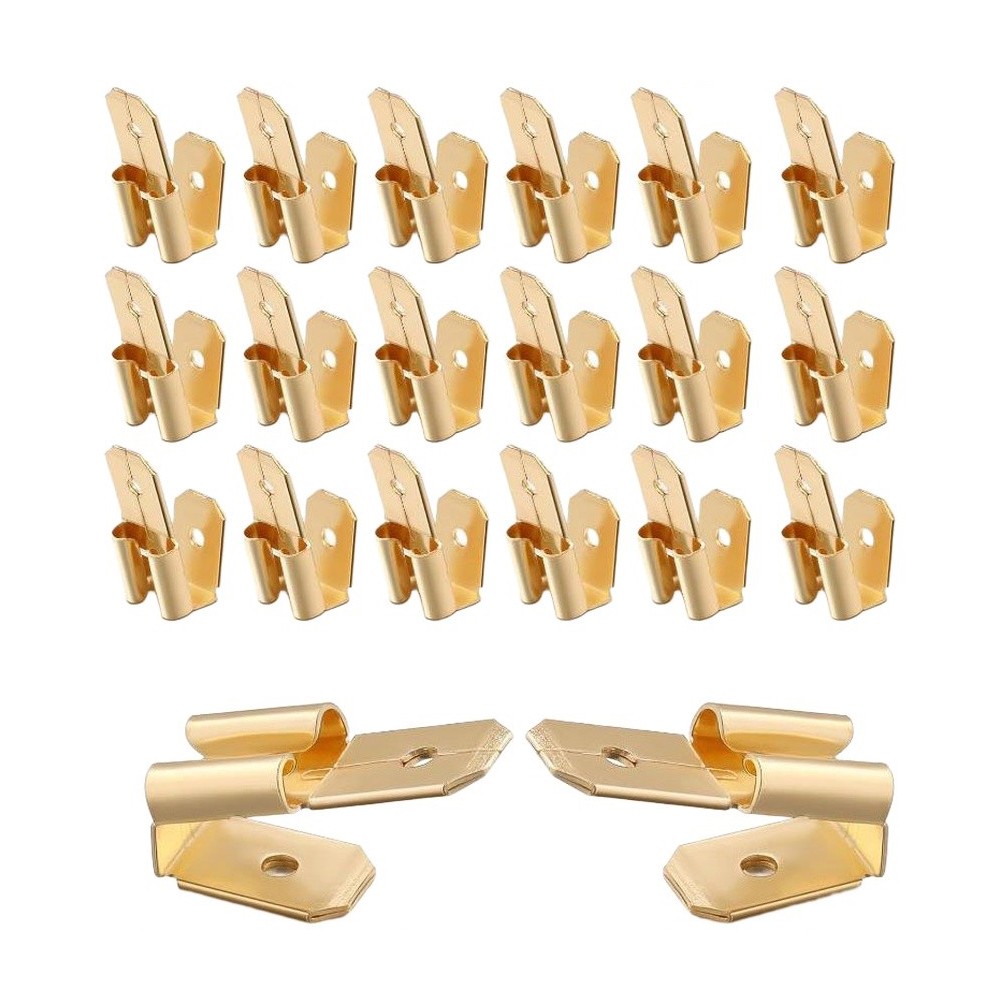 100pcs 6.35mm Double-Ended Cable Lugs Tin Plated Copper for Auto For Electrical