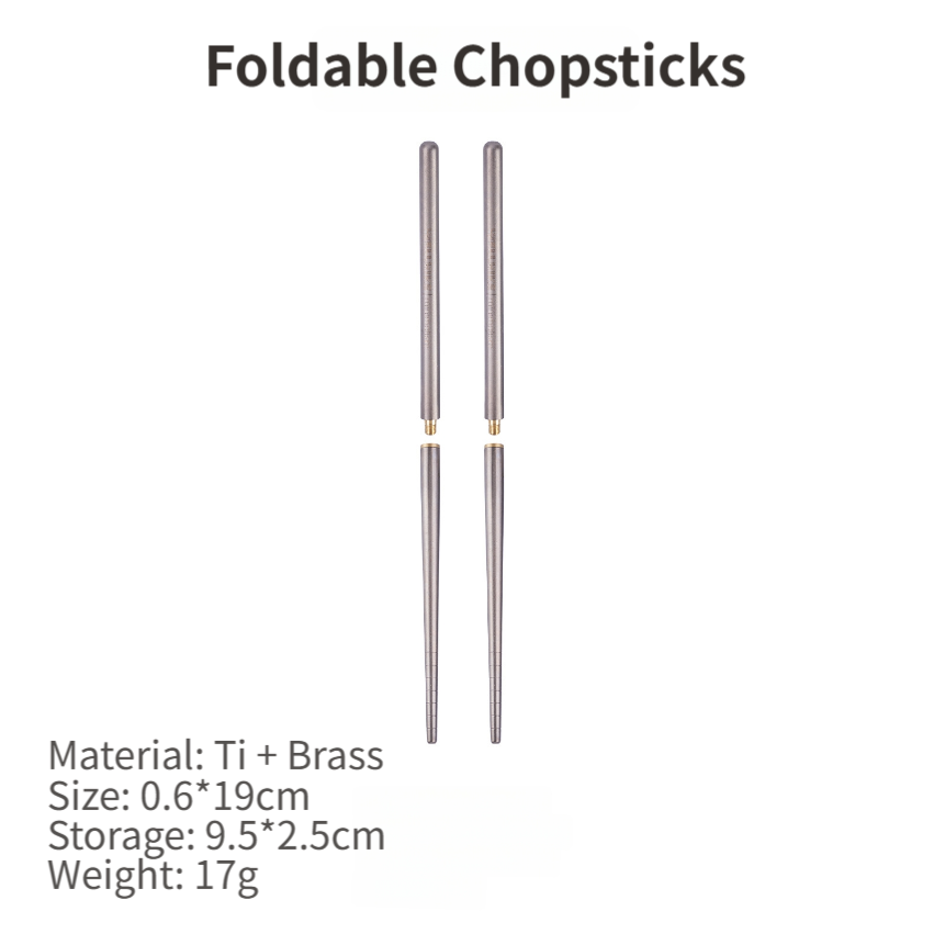 Titanium Folding Chopsticks 9.5 x 2.5cm Ultralight 17g Outdoor Cutlery Set - Produktbild 1