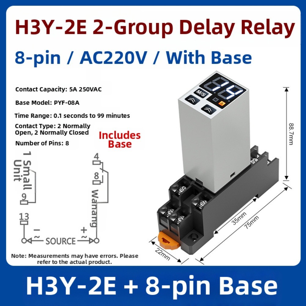 for H3Y-2/4 Digital On-Delay Timer Switch Industrial Grade 12V 24V 220V Input