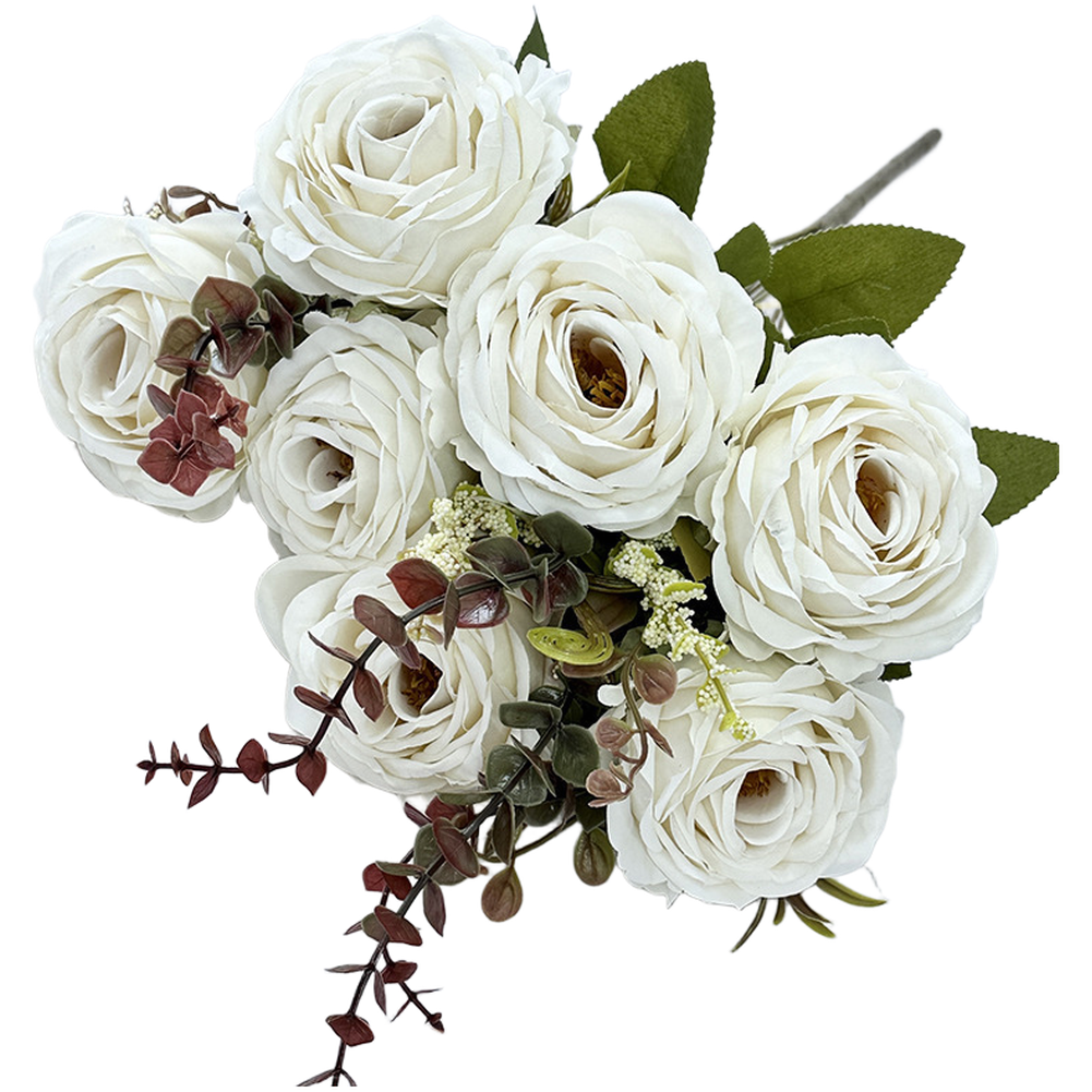 11 Artificial Roses 56cm Tall with Gold Wire Stems for Home and For Wedding