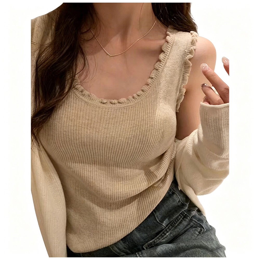 Regular Length Vest Women Knitted Vest For Daily Home Use Polyester Fabric