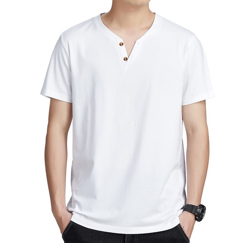 Men Plus Size Men’s Short Sleeve T Shirt Solid Color V Neck Regular Length