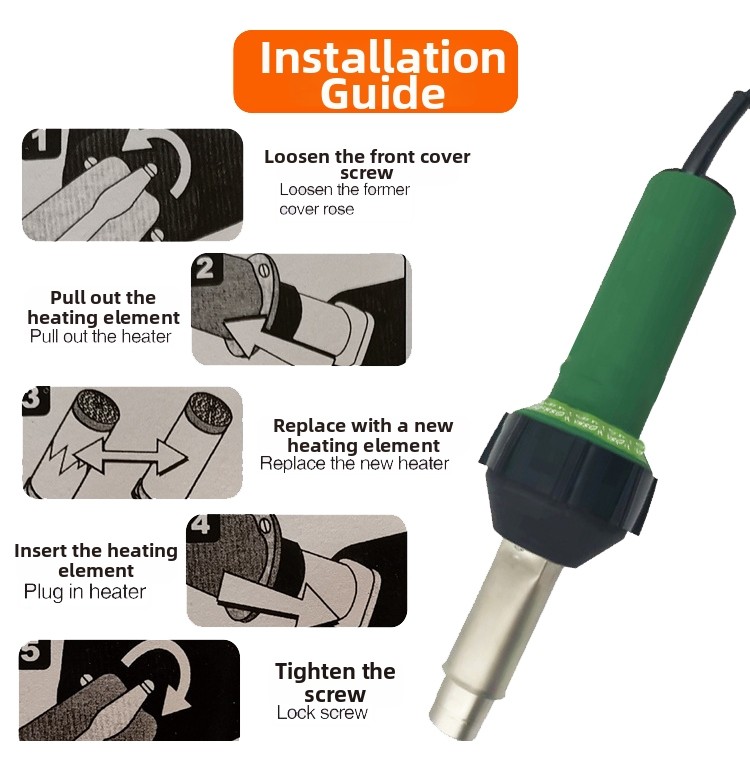 Heating Element 1550W 1600W for Hot Air Plastic Welding Torch Easy Install - Produktbild 5