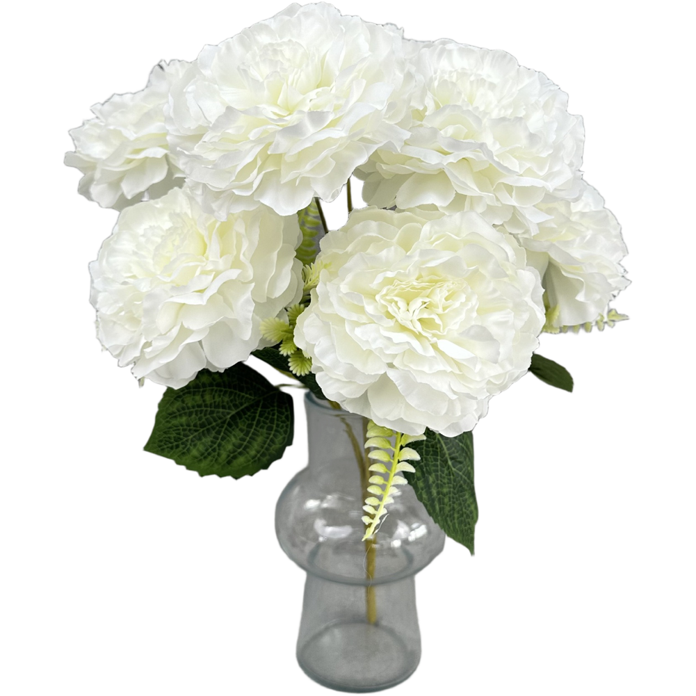 7 Artificial Peony Flowers White Black Red Blue Green Light Purple Deep Pink