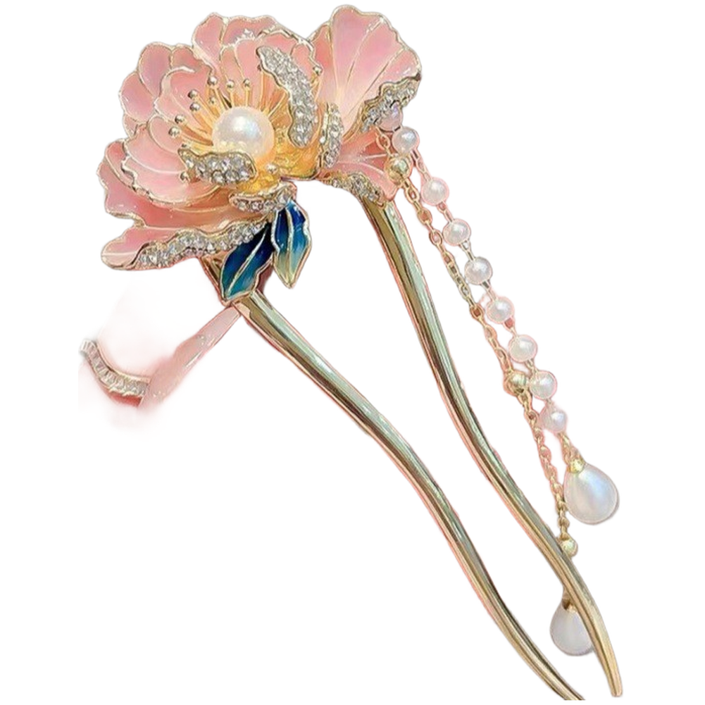 Bridal Accessory Peony Flower Hairpin Tassel Hair Accessory Durable Construction