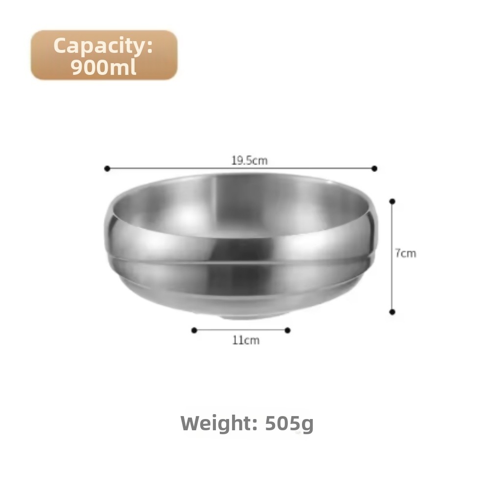 Korean Style Double Wall Stainless Steel Bowl for Noodles and Mixed Dishes
