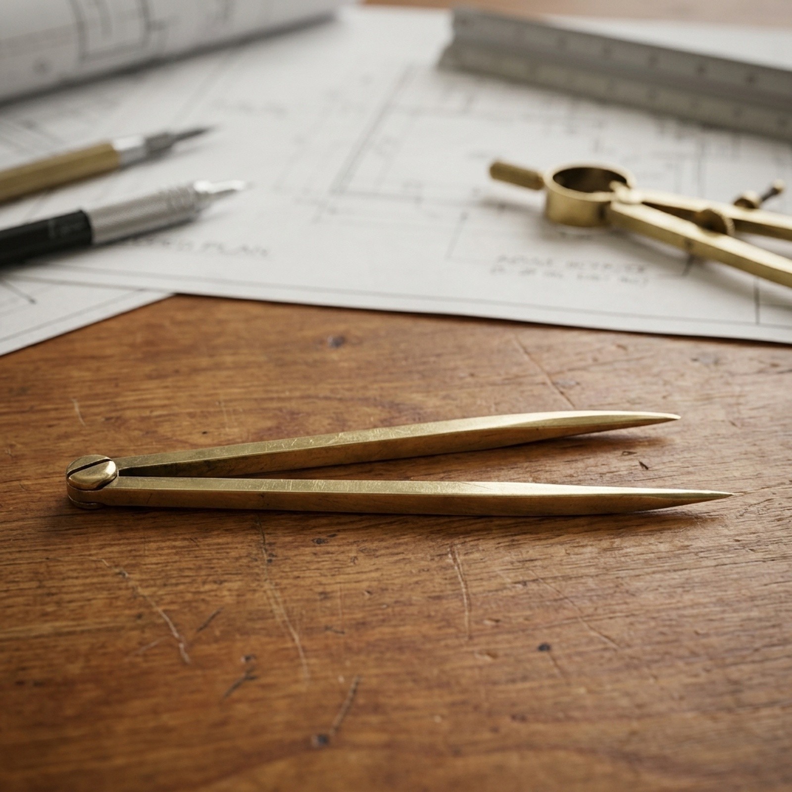 168mm Brass Chart Divider Tool Straight Rust Resistant for For construction
