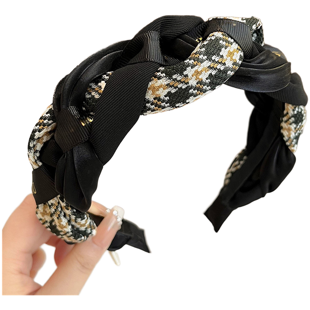 Black Brown Green Soft Braided Headband for Women Vintage Cloth Hair Hoop Style
