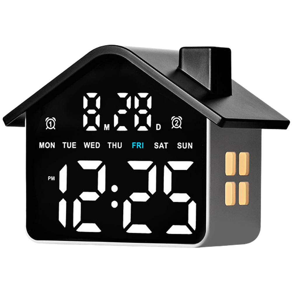 Compact Cabin Style LED Alarm Clock with Adjustable Night Light Colors