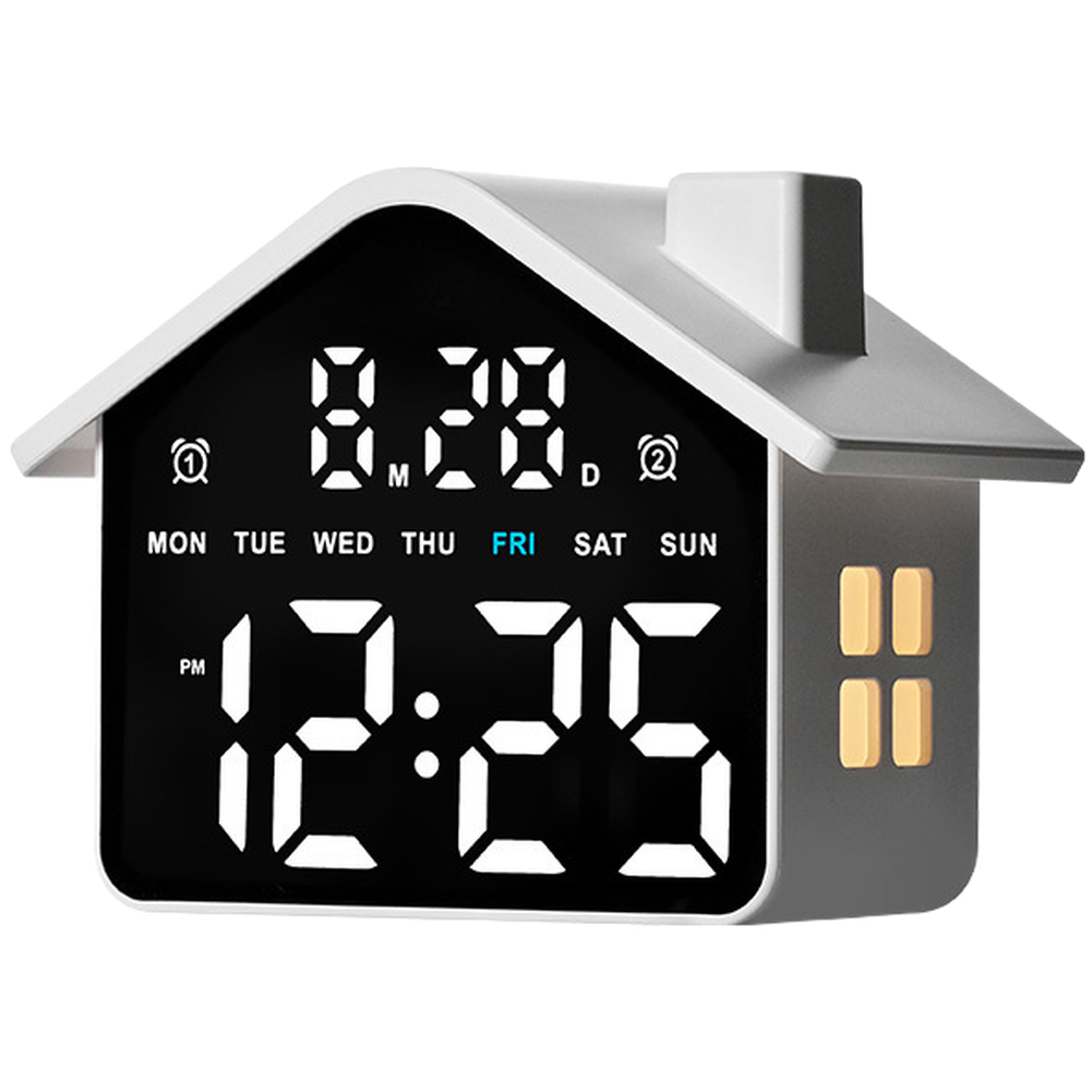 Compact Cabin Style LED Alarm Clock with Adjustable Night Light Colors