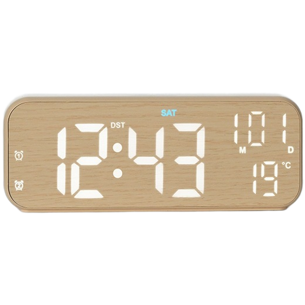 LED Digital Clock with Large Display for Time Date Week Temperature Alarm