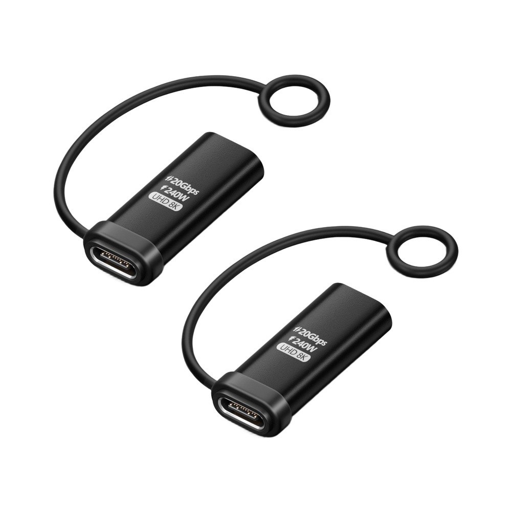 USB C Adapter Dual 240W 20Gbps 8K@60Hz Aluminum Alloy 2pcs Black Silver