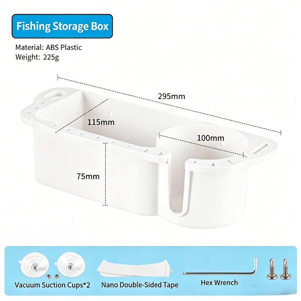 Water Resistant ABS Tackle Box 29.5 x 11.5 x 7.5 cm with Dual Row Drain Holes