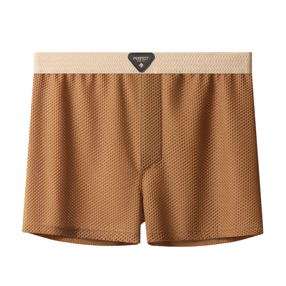 Loose Fit Plaid Boxer Shorts for Men Long Leg Breathable Polyamide Spandex Mix