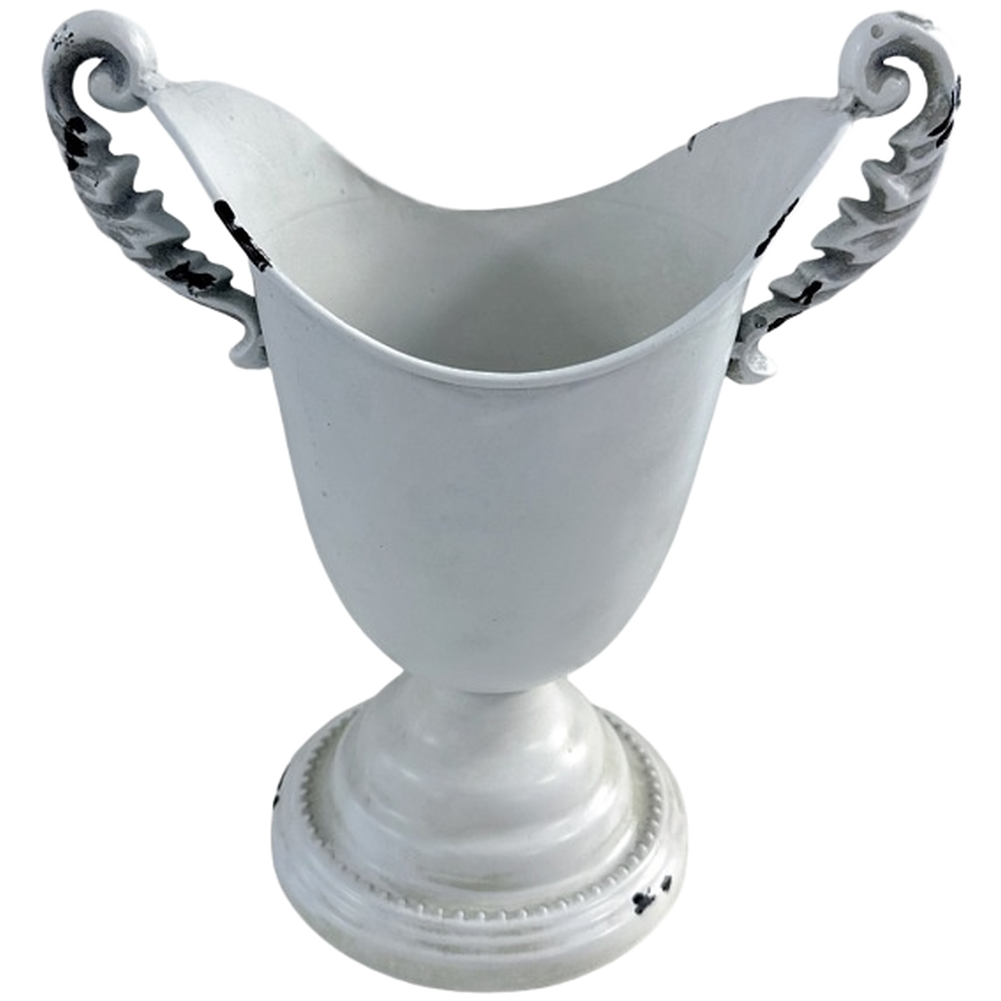 Rustic Iron Vase Trophy Design Wide Mouth for Bouquets Living Room Bedroom