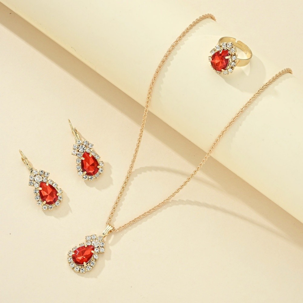 For Daily Commuting Wear Zircon Water Drop Necklace Fashion Drop Earrings