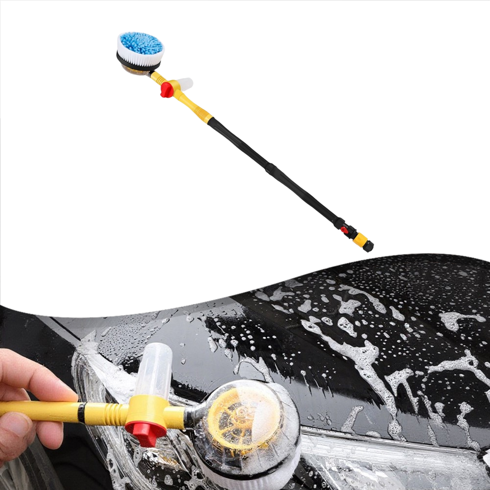 for For Garden Hose Compatible Rotating Car Wash Brush with Foam Dispenser