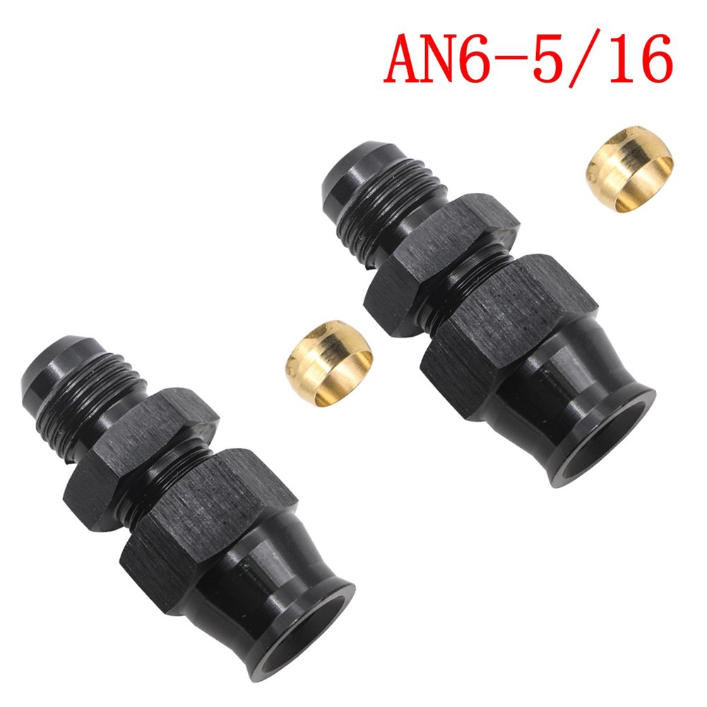 2pcs -6 AN Male to 5/16 3/8 Hard Line Tubing Adapter Compression Fitting Black