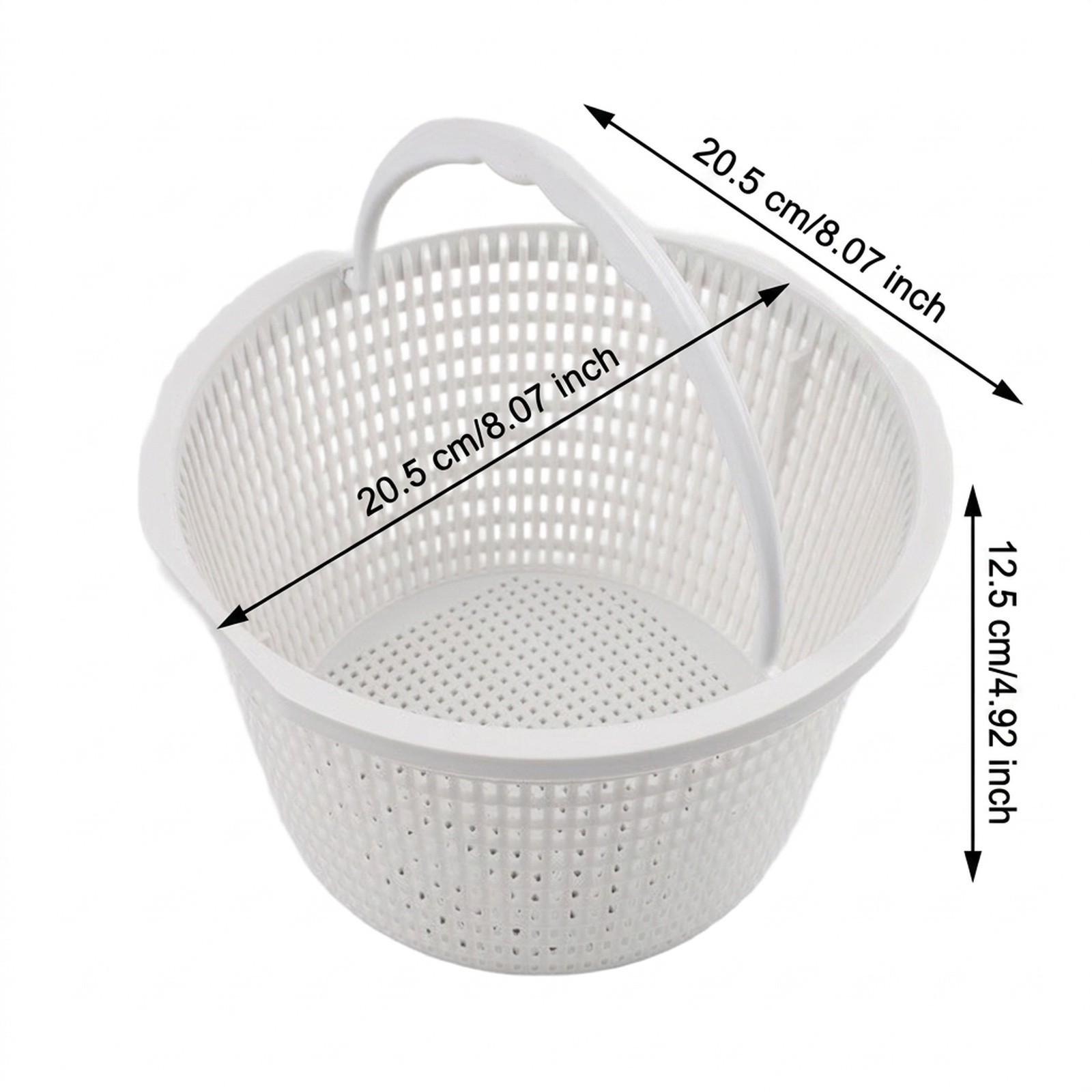 White Pool Skimmer Basket 20.5 cm Large Capacity for Pools Sinks and Bathtubs