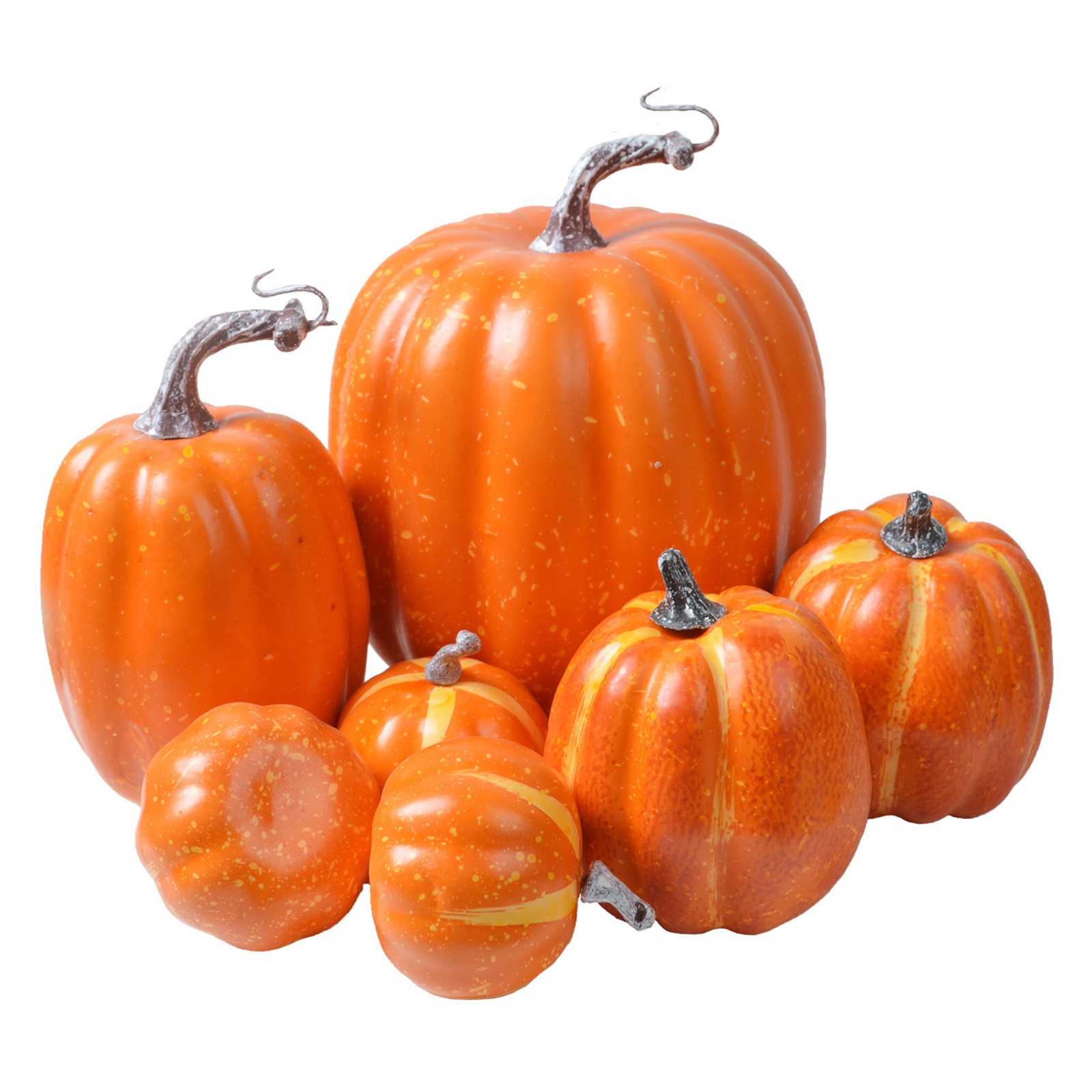 For Decor Foam Pumpkins Set of 7 in Orange Black White for Home Cafe Event