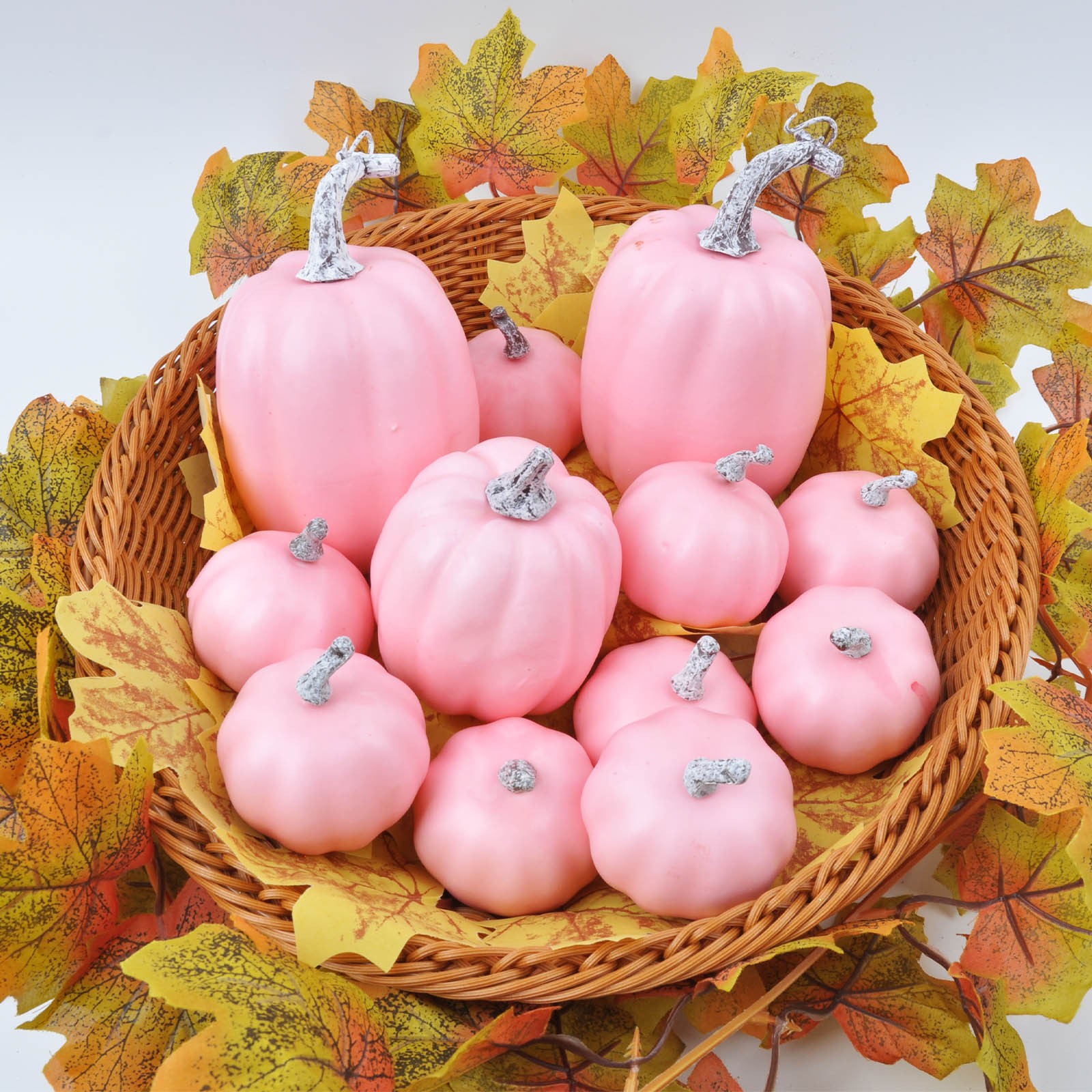 12 Piece Foam Pumpkins with Scratch Resistant Matte Finish for Long Term Use