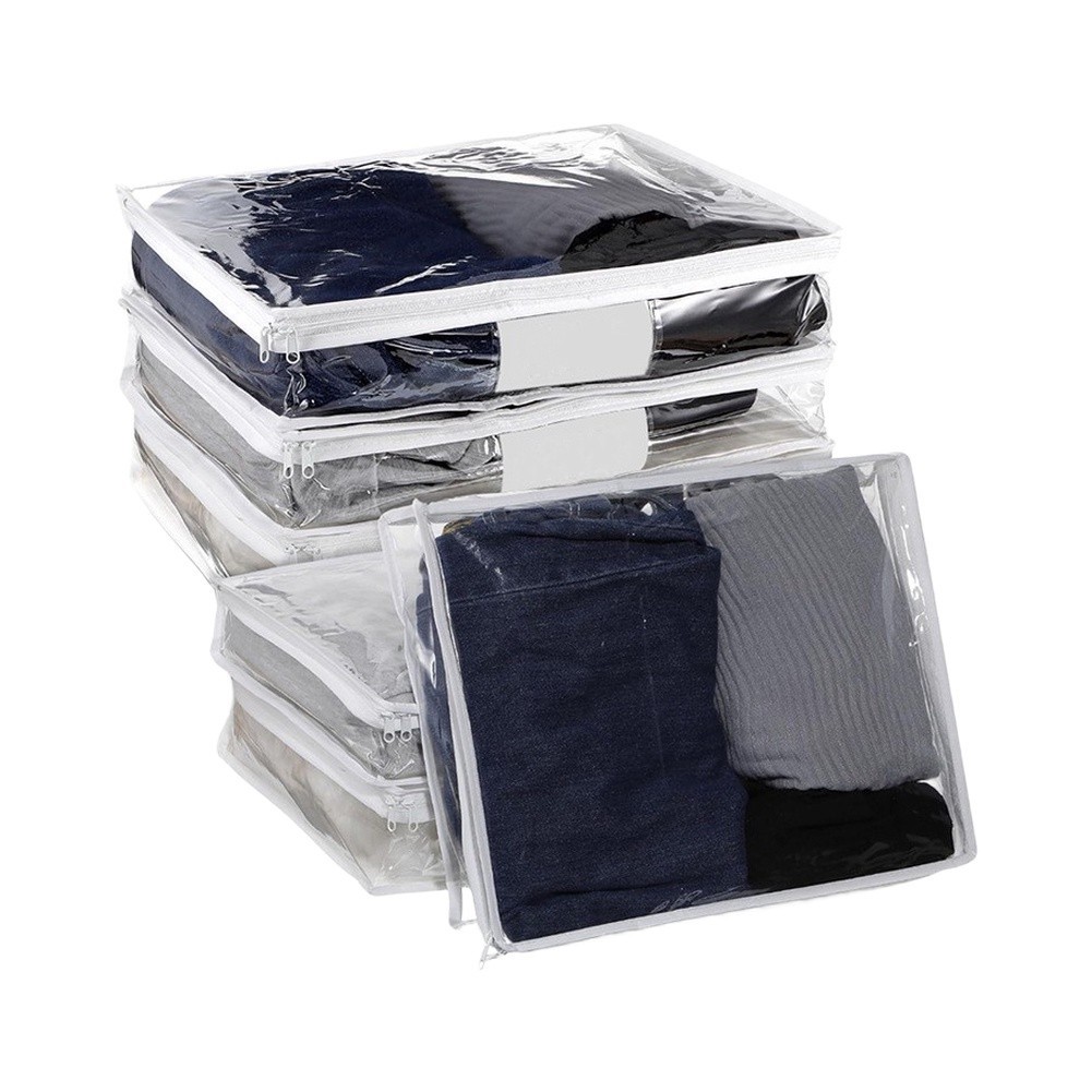 Closure Clear Storage Bags 6 Pack 40 x 35 x 10 cm PVC for Clothes and More