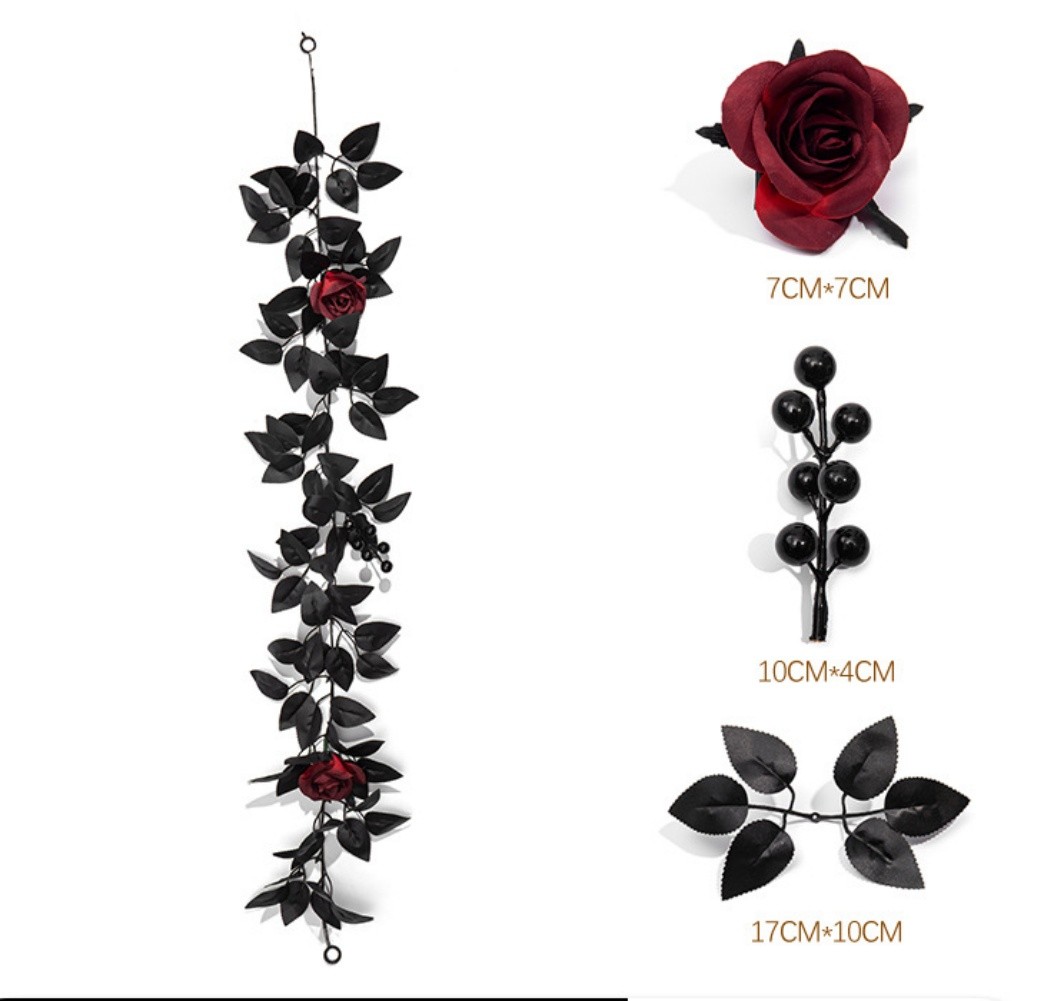 Black Vine Garland for Halloween Mantel Shelf and For Wedding Backdrop