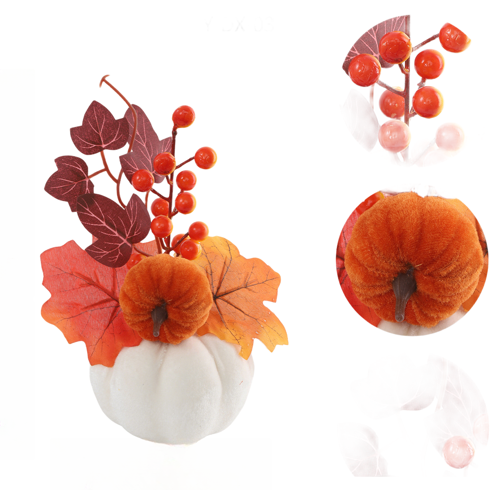 Thanksgiving Seasonal Foam Wreath with Pumpkin Theme and Maple Color Accents