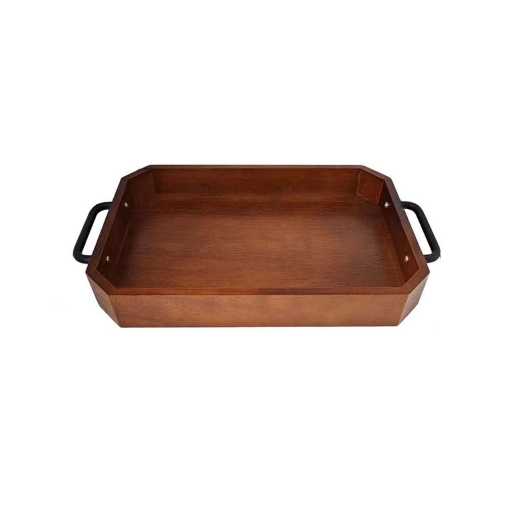 45x23.4x4.8CM Burlywood Serving Tray with Metal Handles for Large Snack Display - Produktbild 6