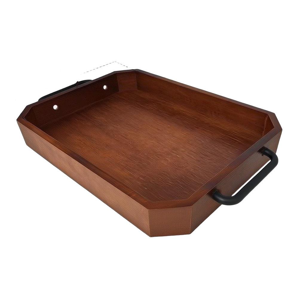 45x23.4x4.8CM Burlywood Serving Tray with Metal Handles for Large Snack Display - Produktbild 5