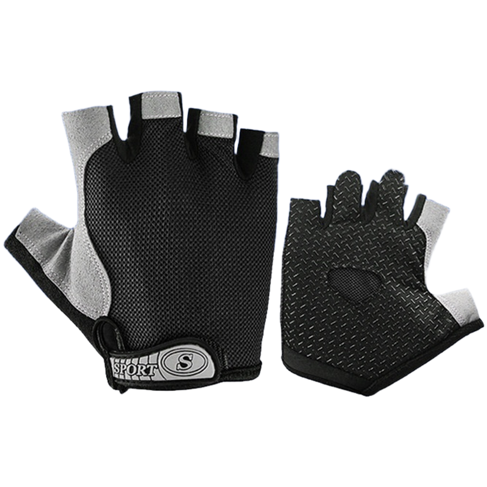 Youth Half Finger Sports Gloves for Cycling Skating with Adjustable Wrist Strap