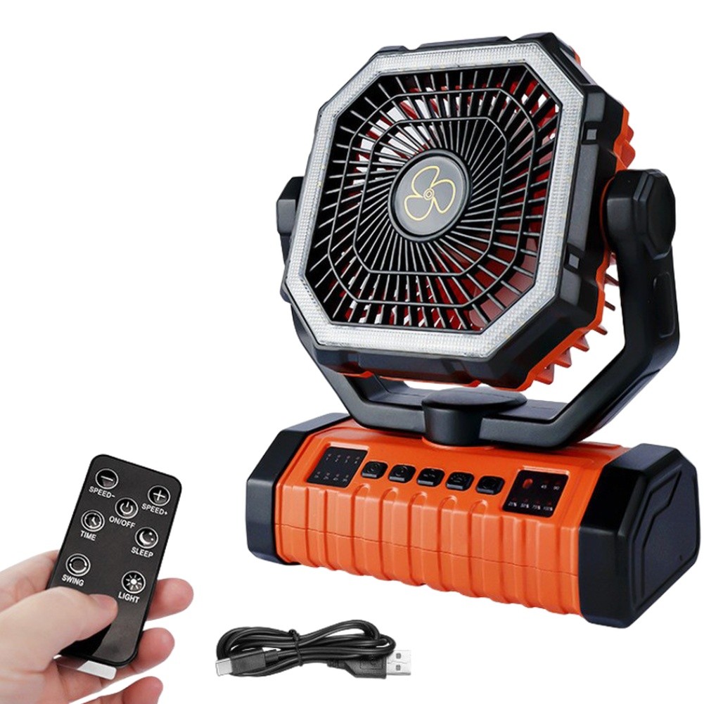 Portable USB Rechargeable Fan Light with Remote for Camping For Fishing Use