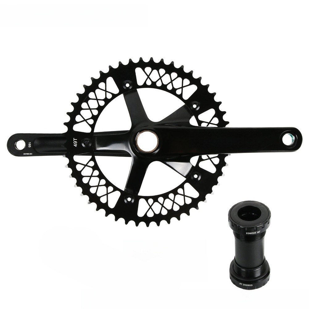 Aluminum Alloy 7075 Hollow Integrated Crankset for Fixed Gear Bikes 144BCD 49T