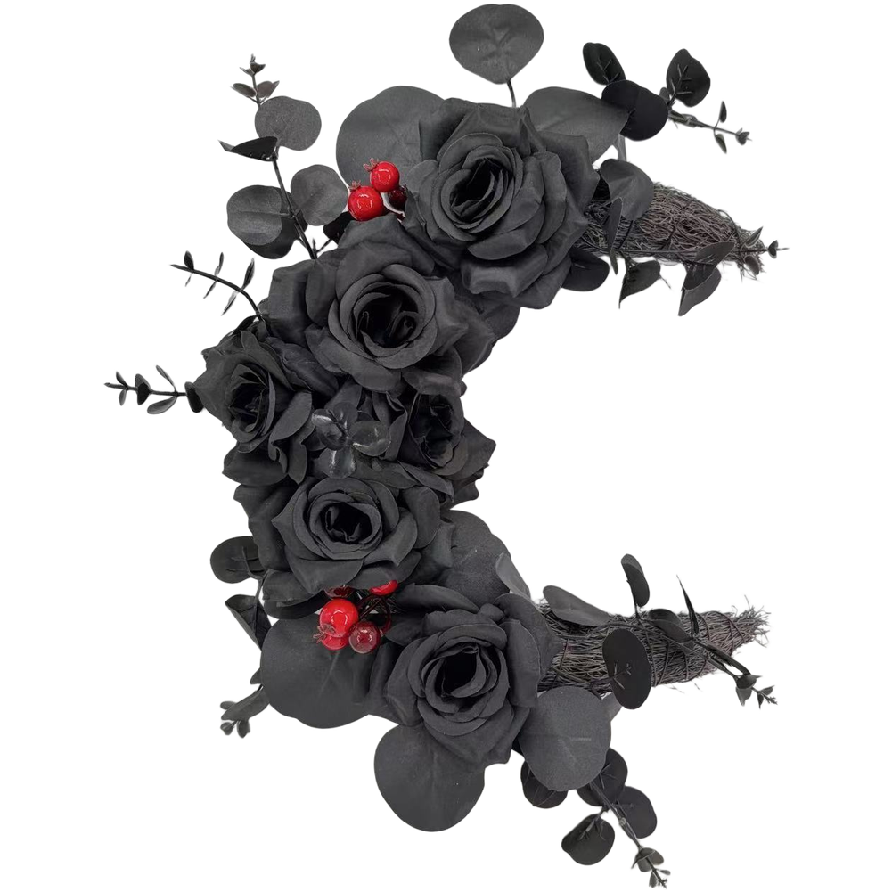 Handmade Plastic Halloween Cat Garland for Home Decor 35cm Dark Wreath