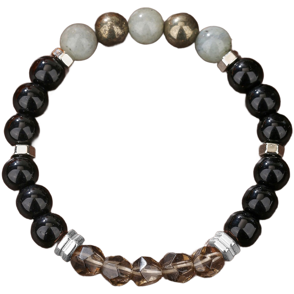 8mm Round Stone Bead Bracelet Natural Material Hand Strung Unisex 18.5cm 19.5cm