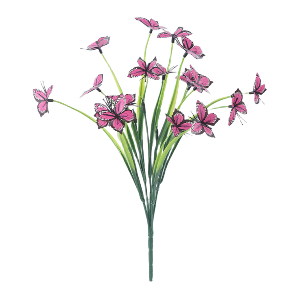 32 cm Tall Plastic Artificial Flower with Butterfly for Home Garden Fence Use