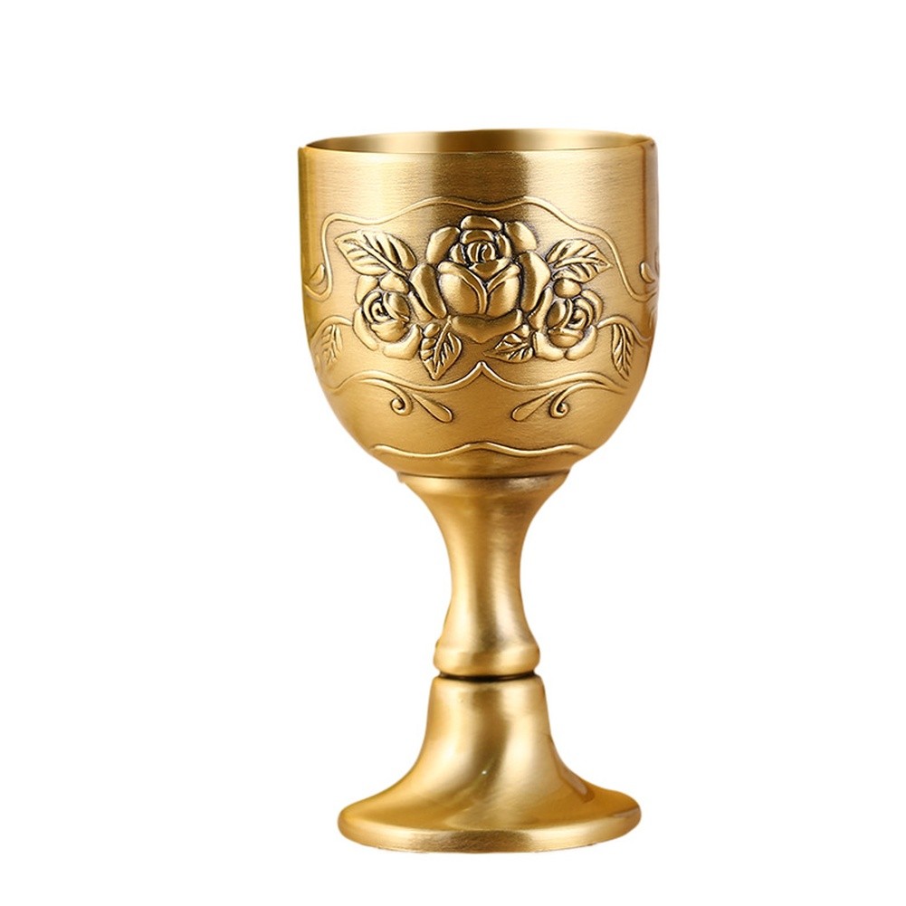 Antique Bronze Metal Chalice for Home and Party Wine Serving