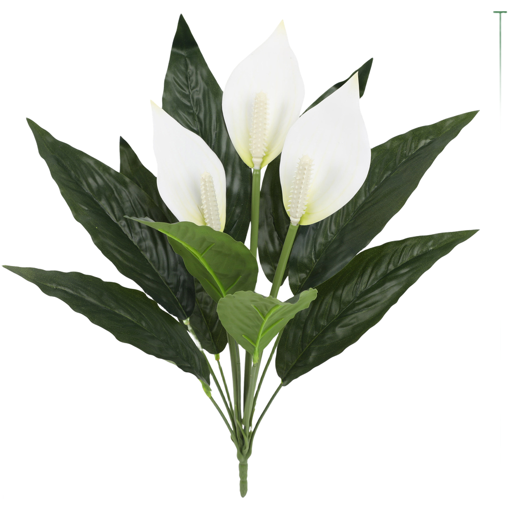 White Anthurium Foliage 42cm Artificial Leaves Soft Rubber for Decor Projects