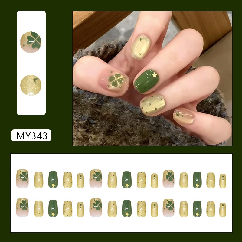 Girl Friendly Nail Stickers: Cat Eye Gradient Star Dots Four Leaf Clover