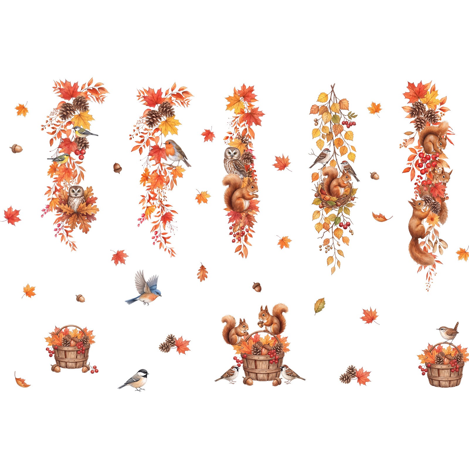Double Sided Autumn Window Clings PVC Static Decals for Home Store 25.6×37.4in