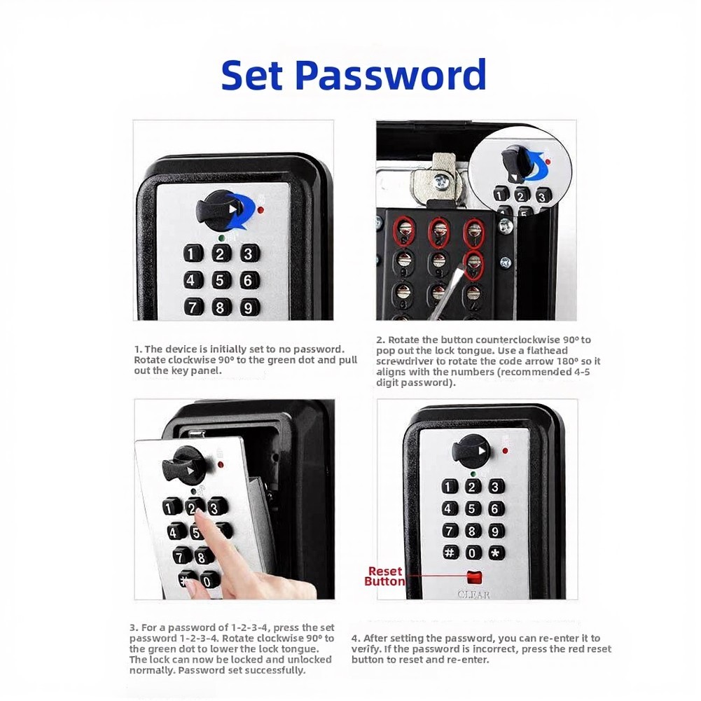 Outdoor Key Box with Button Lock System for Secure to Spare Keys Outside