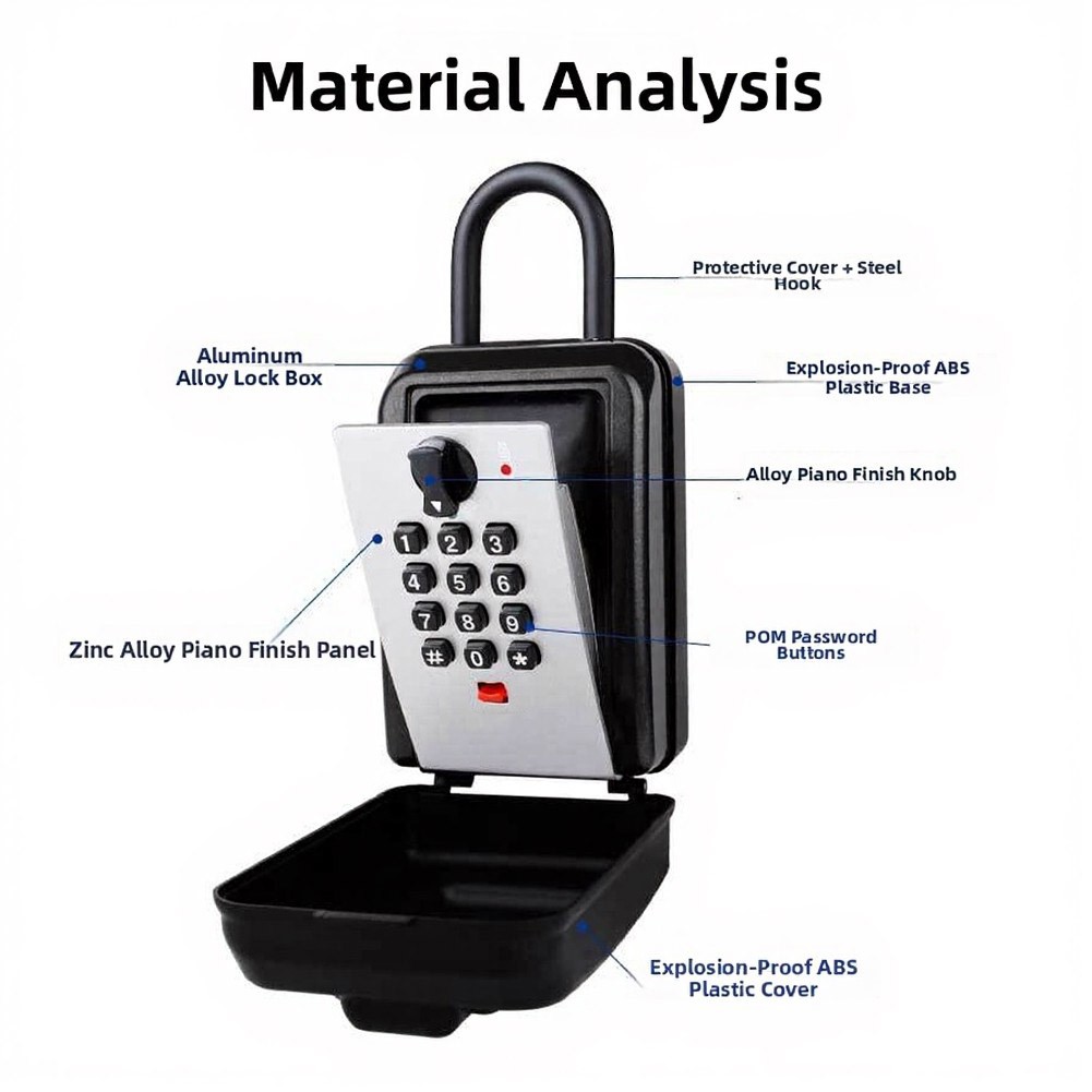Outdoor Key Box with Button Lock System for Secure to Spare Keys Outside