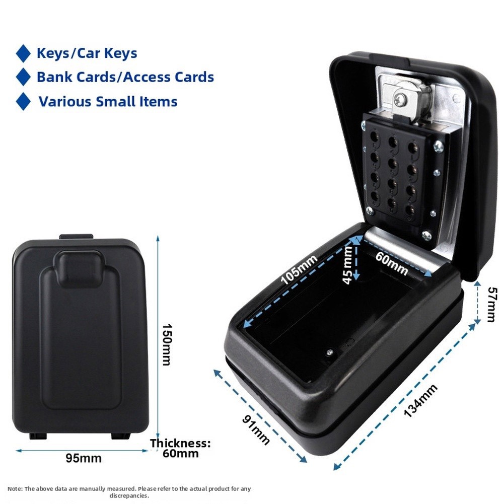 Outdoor Key Box with Button Lock System for Secure to Spare Keys Outside