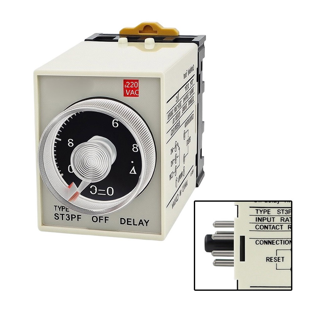 ST3PF Small Factor Delay Relay DC24V AC220V 9x4x5cm for Panel Mounting
