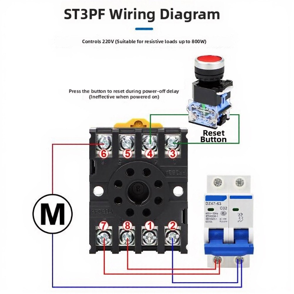 ST3PF Small Factor Delay Relay DC24V AC220V 9x4x5cm for Panel Mounting