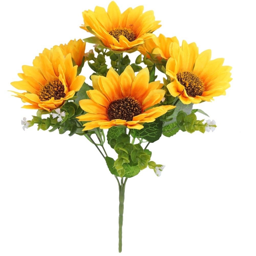 Plastic and Silk Sunflower Bouquet for Wedding Events Home Decor Photography