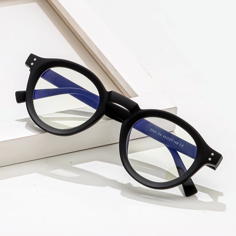Retro Japanese Round Glasses Unisex PC Frame Anti Light Lens 14.4 6.4 4.8cm