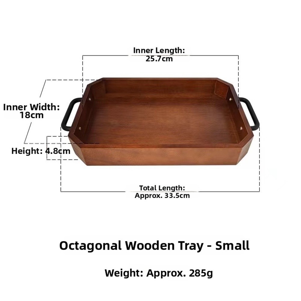 45x23.4x4.8CM Burlywood Serving Tray with Metal Handles for Large Snack Display - Produktbild 4
